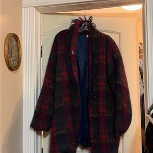 Susan Bristol Red and Black Plaid Pea Coat